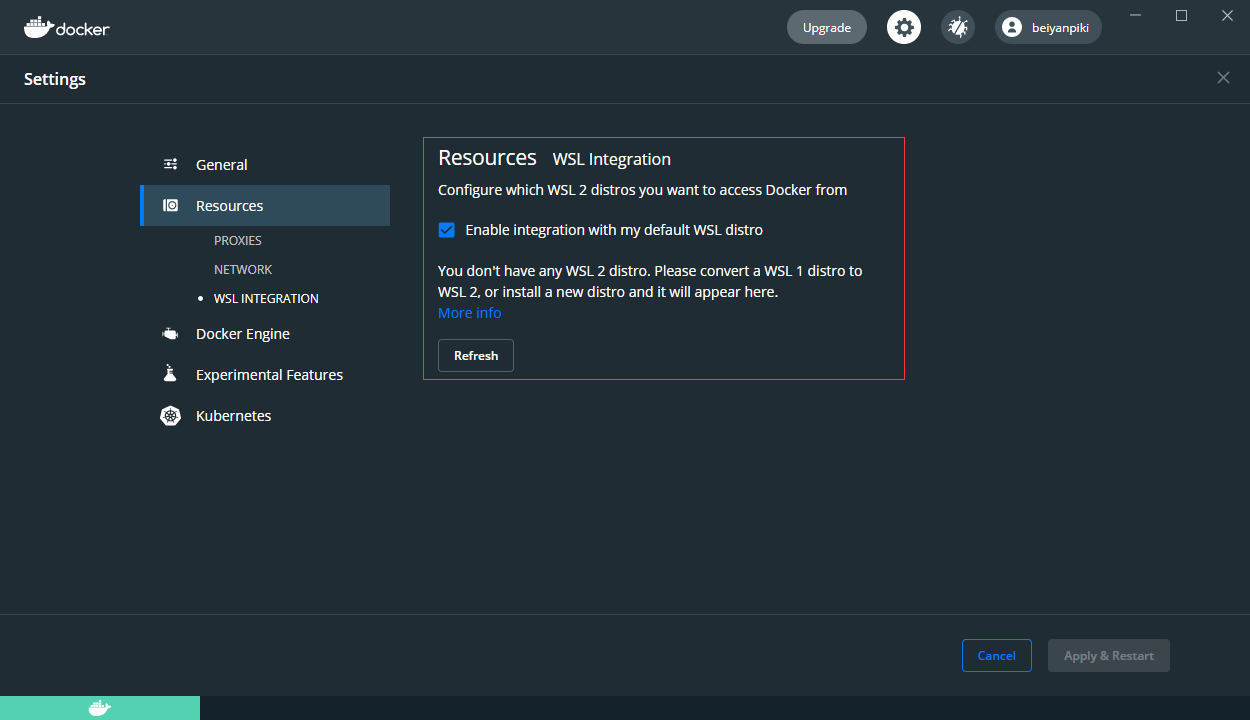 启动WSL Integration