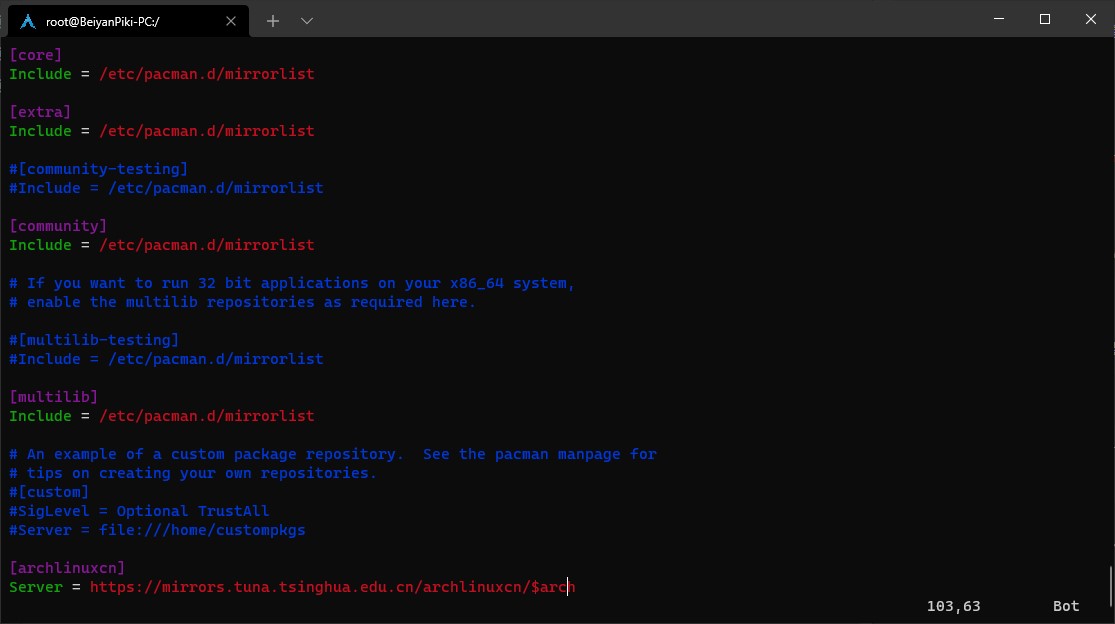 Edit pacman.conf